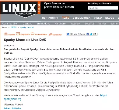 SparkyLinux in Linux Magazine Online
