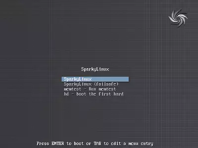 SparkyLinux 2.x boot menu