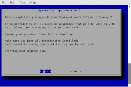 Sparky Dist Upgrade script